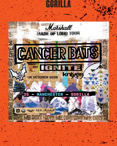 Canadian hardcore punk and metalcore band @cancerbats will be coming to Gorilla on the 25th October