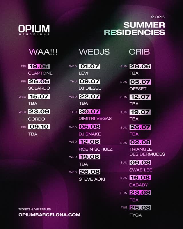 Opium Barcelona Summer Residencies 2026