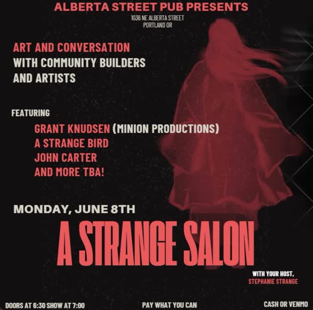 Tonight from 7pm-10pm in the venue A Strange Salon is back hosted by Stephanie Strange! Pay what you can at the door - See you tonight!