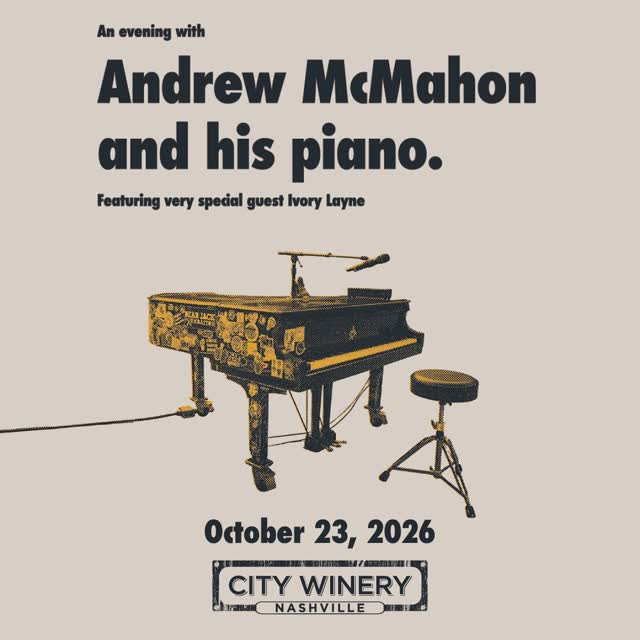 Just Announced! Andrew McMahon and his piano will take the stage at City Winery Nashville on October 23rd.