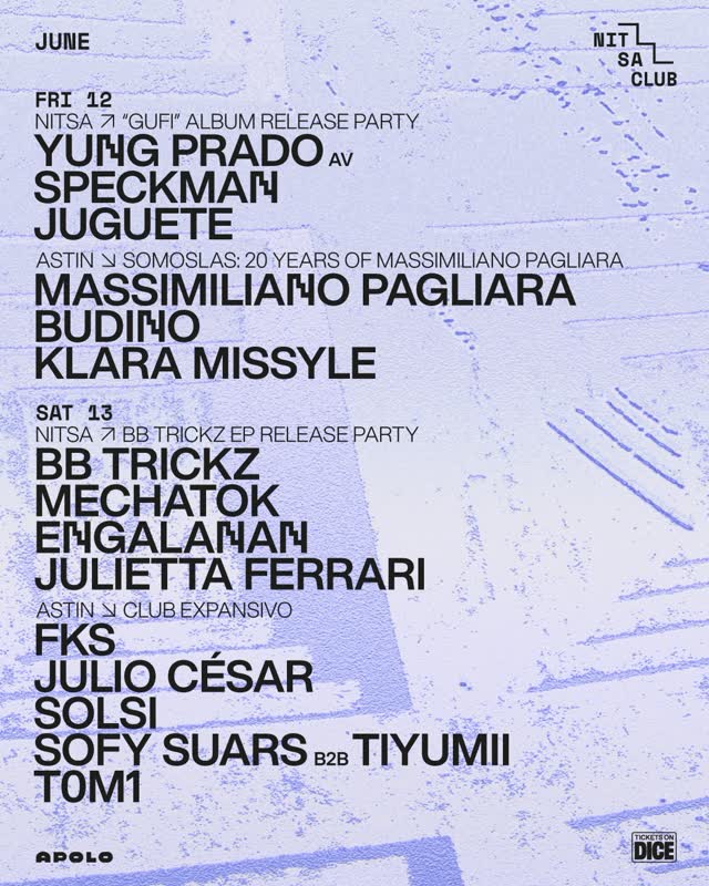 NITSA Album/EP Release Parties & Club Nights at ASTIN
