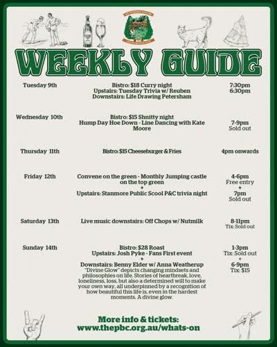 Weekly Guide - Petersham Bowling and Recreation Club