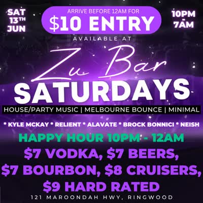 This Saturday's lineup! Happy Hour 10pm - 12am!