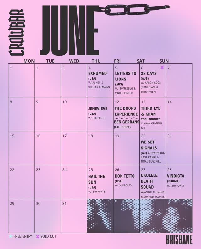 THIS MONTH at CROWBAR