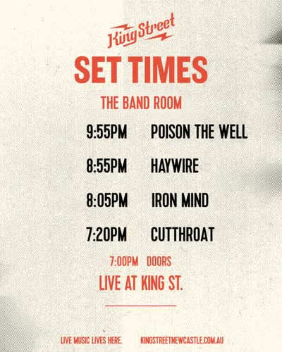 Set times for @poisonthewell in the Bandroom on Saturday. Tickets still available!