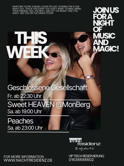 geschlossene Gesellschaft / @sweetheavenparty (monberg) / @peaches.events (Nachtresidenz)