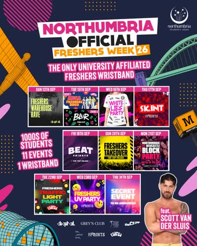 Northumbria Students' Union Freshers Week 2026