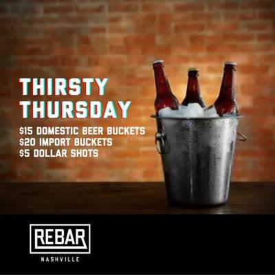 Thirsty Thursday TONIGHT at Rebar Midtown. Thursday is the weekend, right?